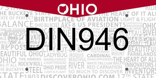 DIN946 Ohio License Plate