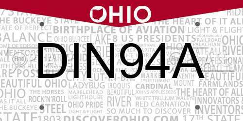DIN94A Ohio License Plate