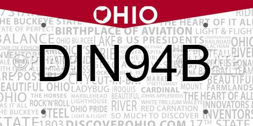 DIN94B Ohio License Plate