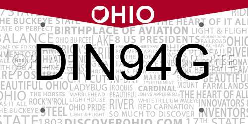 DIN94G Ohio License Plate