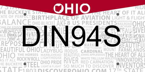 DIN94S Ohio License Plate