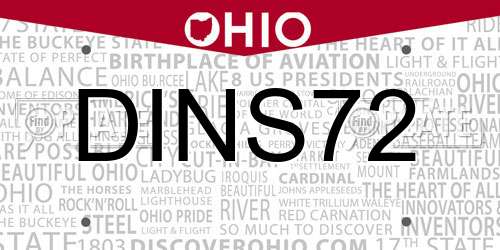 DINS72 Ohio License Plate