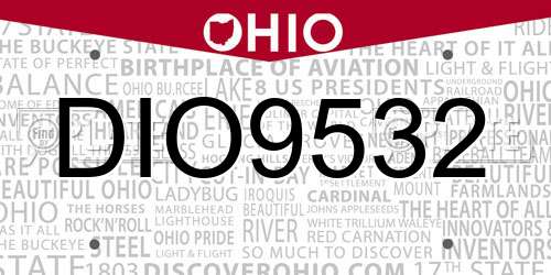 DIO9532 Ohio License Plate