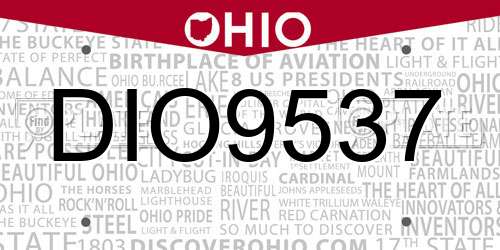 DIO9537 Ohio License Plate