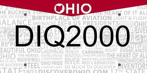 DIQ2000 Ohio License Plate