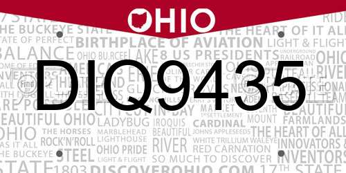 DIQ9435 Ohio License Plate