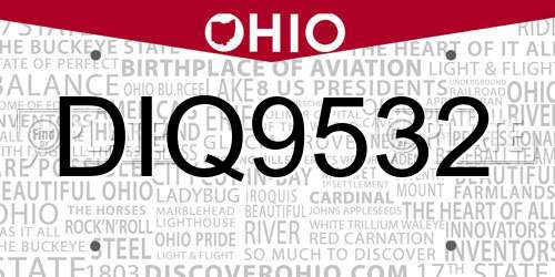 DIQ9532 Ohio License Plate