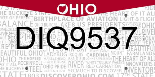 DIQ9537 Ohio License Plate