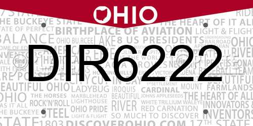 DIR6222 Ohio License Plate