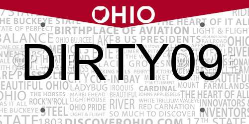 DIRTY09 Ohio License Plate