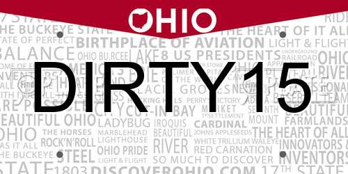DIRTY15 Ohio License Plate