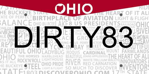 DIRTY83 Ohio License Plate