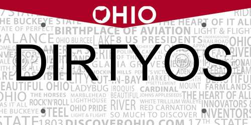 DIRTYOS Ohio License Plate