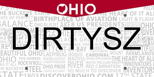 DIRTYSZ Ohio License Plate