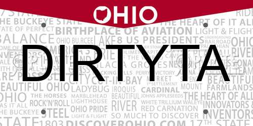 DIRTYTA Ohio License Plate