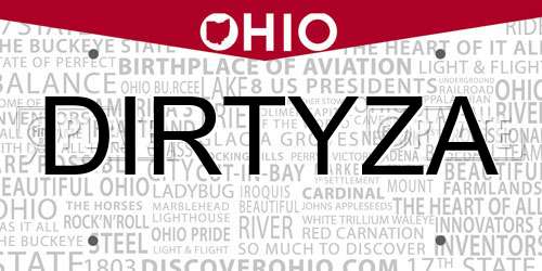 DIRTYZA Ohio License Plate