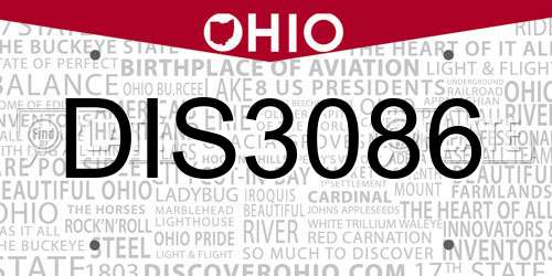 DIS3086 Ohio License Plate
