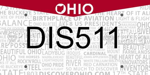 DIS511 Ohio License Plate