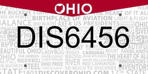 DIS6456 Ohio License Plate