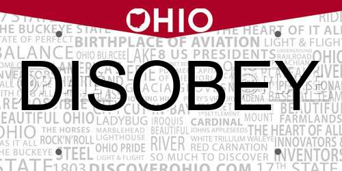DISOBEY Ohio License Plate