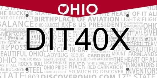 DIT40X Ohio License Plate