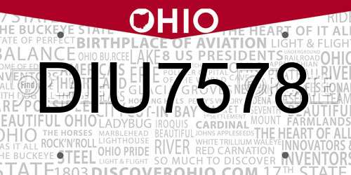 DIU7578 Ohio License Plate