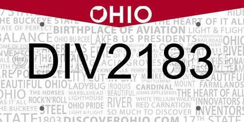 DIV2183 Ohio License Plate