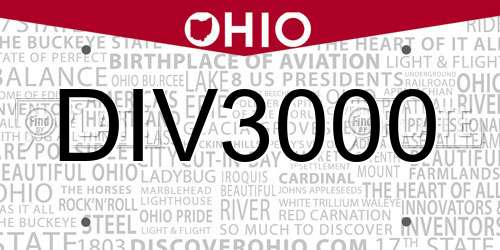 DIV3000 Ohio License Plate