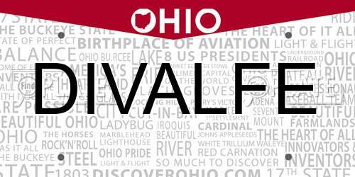 DIVALFE Ohio License Plate
