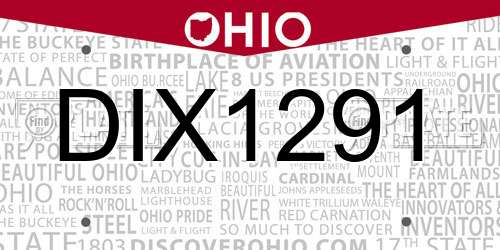 DIX1291 Ohio License Plate