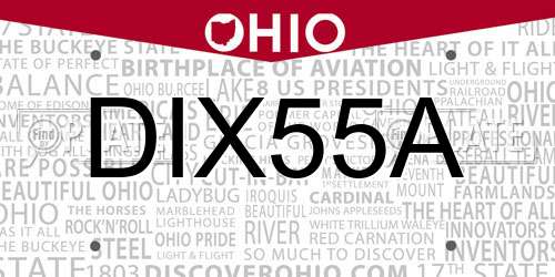 DIX55A Ohio License Plate