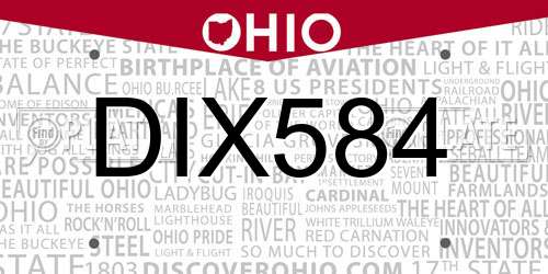 DIX584 Ohio License Plate