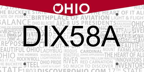 DIX58A Ohio License Plate