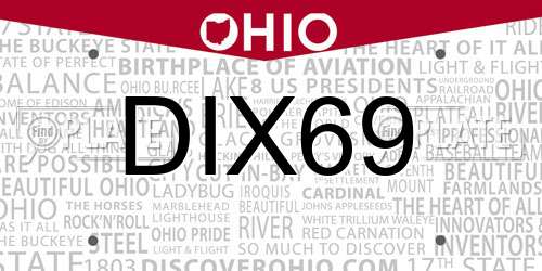 DIX69 Ohio License Plate