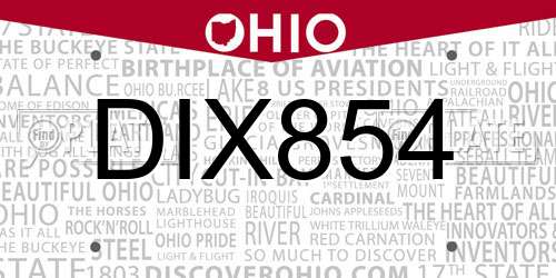DIX854 Ohio License Plate