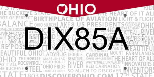 DIX85A Ohio License Plate