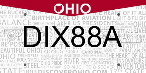 DIX88A Ohio License Plate