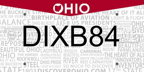 DIXB84 Ohio License Plate