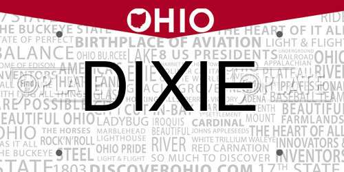 DIXIE Ohio License Plate