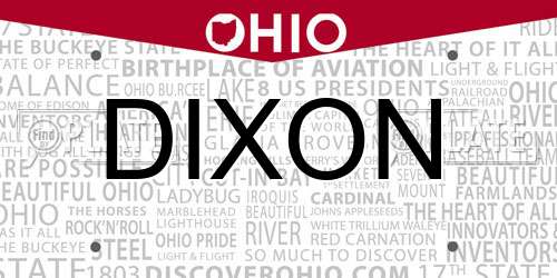 DIXON Ohio License Plate