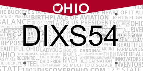 DIXS54 Ohio License Plate