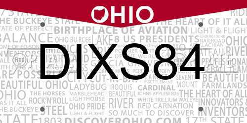 DIXS84 Ohio License Plate