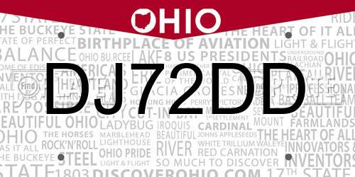 DJ72DD Ohio License Plate