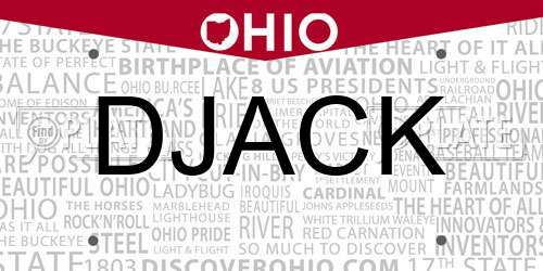 DJACK Ohio License Plate