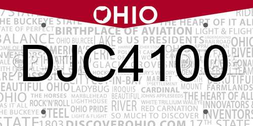 DJC4100 Ohio License Plate