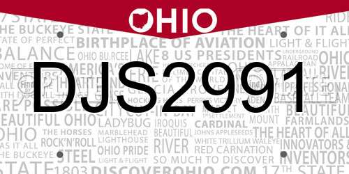 DJS2991 Ohio License Plate