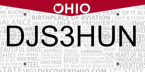 DJS3HUN Ohio License Plate