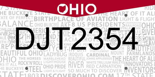 DJT2354 Ohio License Plate
