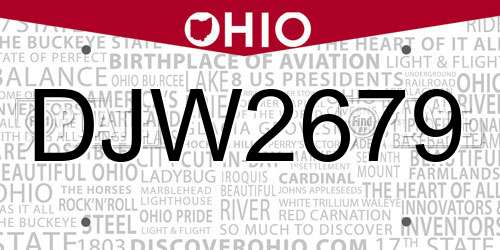 DJW2679 Ohio License Plate