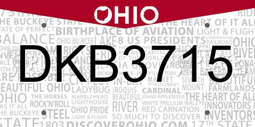 DKB3715 Ohio License Plate